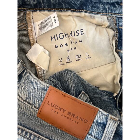Lucky Brand High Rise Ripped Drew Mom Jean Atmosphere Dest Blue Washed Sz 4/27 - Picture 7 of 7